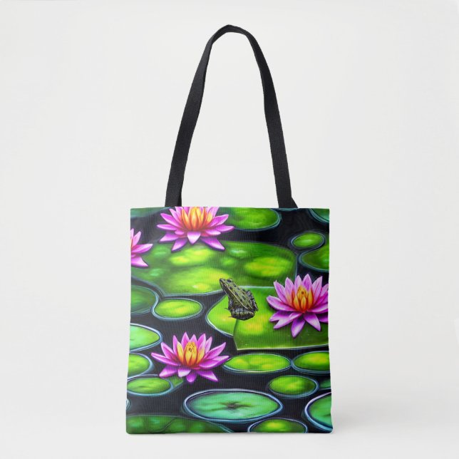 Bolsa Tote Pequeno Sapo no Lily Pad (Frente)