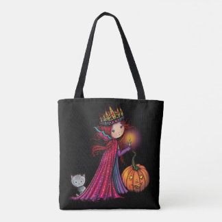 Bolsa Tote Pequeno Vampiro com Arte de Halloween de Gato