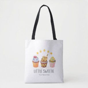Bolsa Tote Pequenos Cupcakes de Aguarela de Cores Vibrantes