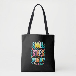 Bolsa Tote Pequenos Passos Todos os Dias Tipografia Motivac