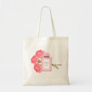 Bolsa Tote Perfume do frasco e Buquê de Rosas