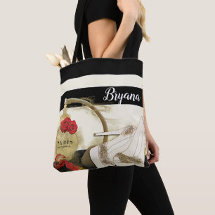 Bolsa Tote Perfume Paris Parfum Rosas Saltos & Lábios