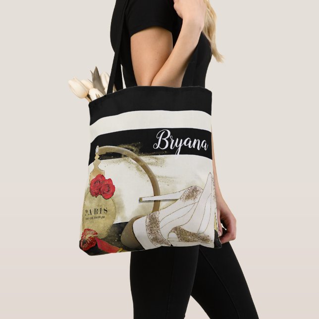 Bolsa Tote Perfume Paris Parfum Rosas Saltos & Lábios (Close Up)