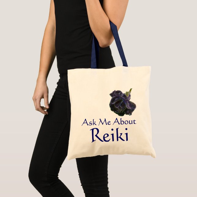 Bolsa Tote Pergunte-Me Sobre O Rosa Roxo Reiki (Frente (produto))