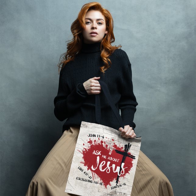 Bolsa Tote PERGUNTE SOBRE JESUS Trendy Gospel Evangelismo de  (Criador carregado)