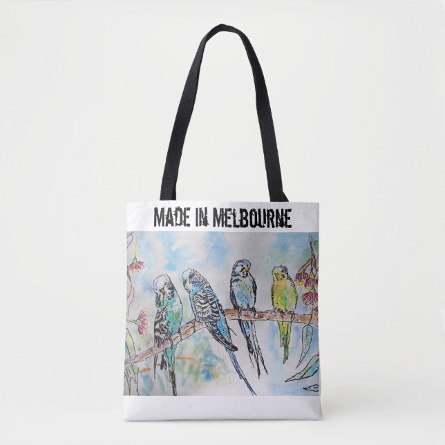 Bolsa Tote Periquito Australiano Passarinho Feito Em Melbourn (Frente)