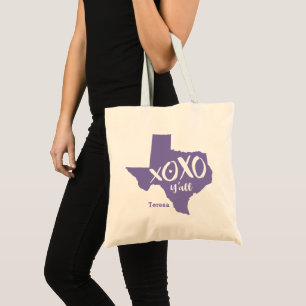Bolsa Tote Periwinkle Purple XOXO, Y'all - Forma do Estado do