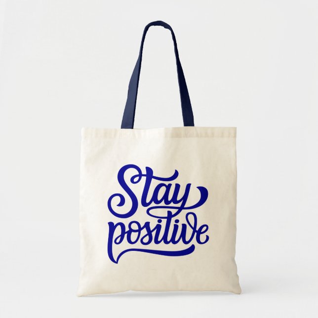 Bolsa Tote Permaneça Positivo Azul (Frente)