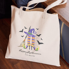 Bolsa Tote Pernas e Chapéu de Bruxa de Halloween