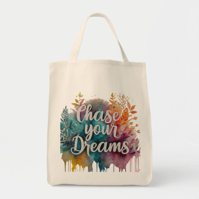 Bolsa Tote Persiga seus sonhos - Saco de Tote Motivacional (Frente)