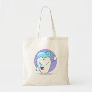 Bolsa Tote personagem de desenho animado de dente cinzenta e 
