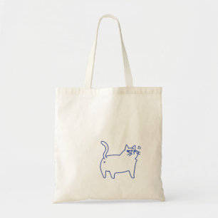 Bolsa Tote Personagem de Gato Branco Fofo e Divertido