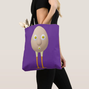 Bolsa Tote Personagem de Ovo Excêntrico RG & RA Design Fofo
