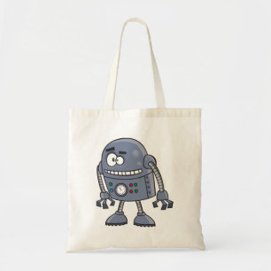 Bolsa Tote Personagem de Robô Engraçado Fofo Azul Retro