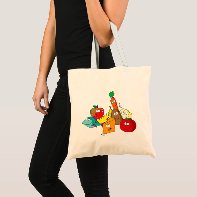 Bolsa Tote Personagens Amigos de Grupo de Comida de Desenho A (Criador carregado)