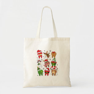 Bolsa Tote Personagens Dentários de Natal Adoráveis Diversão