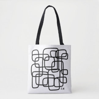 Bolsa Tote Personalised Custom Name Abstract Line Art