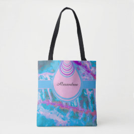 Bolsa Tote Personalização da Aquarela do Abstrato Rosa Azul