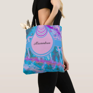 Bolsa Tote Personalização da Aquarela do Abstrato Rosa Azul