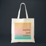 Bolsa Tote Personalização de Casamento Exclusivo do Gradiente<br><div class="desc">Retro Summer Beach Vibes Pastéis Gradient Unique Casamento Personalizado Tote Bag</div>