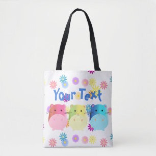 Bolsa Tote Personalização de Hamsters Kawaii Cute Triplo