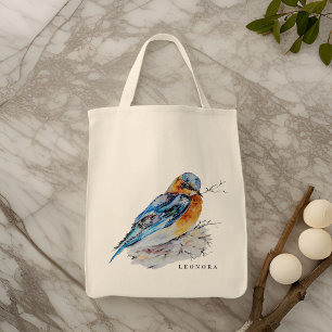 Bolsa Tote Personalização do Bluebird Elegante Watercolor