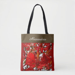 Bolsa Tote Personalização Moderna do Red Floral Elegante