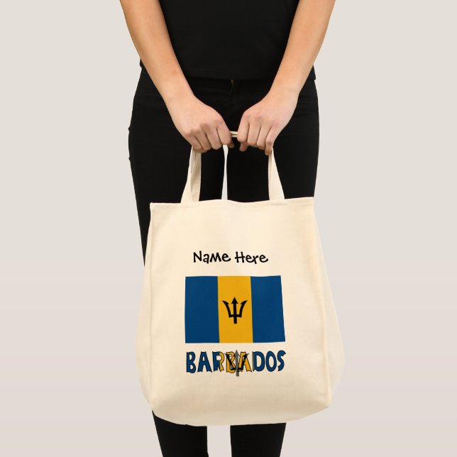 Bolsa Tote Personalização Negra Bandeira de Barbados (Frente (produto))
