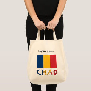 Bolsa Tote Personalização Preta da Bandeira Chadiana do Chade