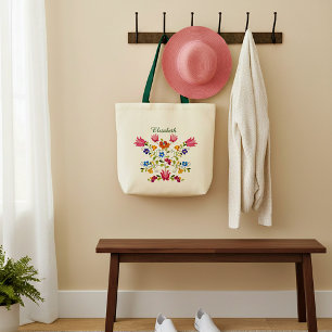 Bolsa tote personalizada com bordado floral
