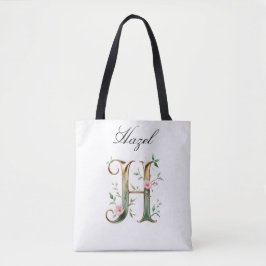 Bolsa Tote Personalizada com Letra H Floral em Dou