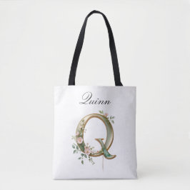 Bolsa Tote Personalizada com Letra Q Floral em Dou