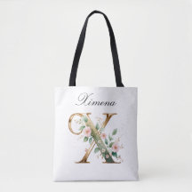 Bolsa Tote Personalizada com Letra X Floral em Dou