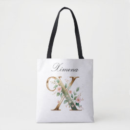 Bolsa Tote Personalizada com Letra X Floral em Dou