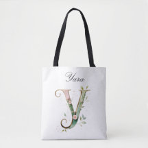 Bolsa Tote Personalizada com Letra Y Floral em Dou