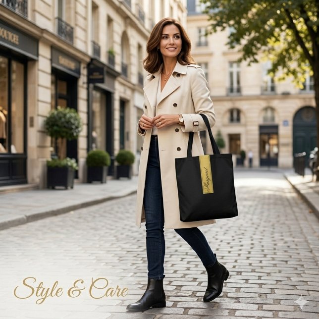 Bolsa Tote Personalizada com Nome Stylish (Stylish Personalized Name Custom Carry Tote Bag)