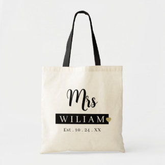 Bolsa Tote Personalizada com Sobrenome da Sra. e A