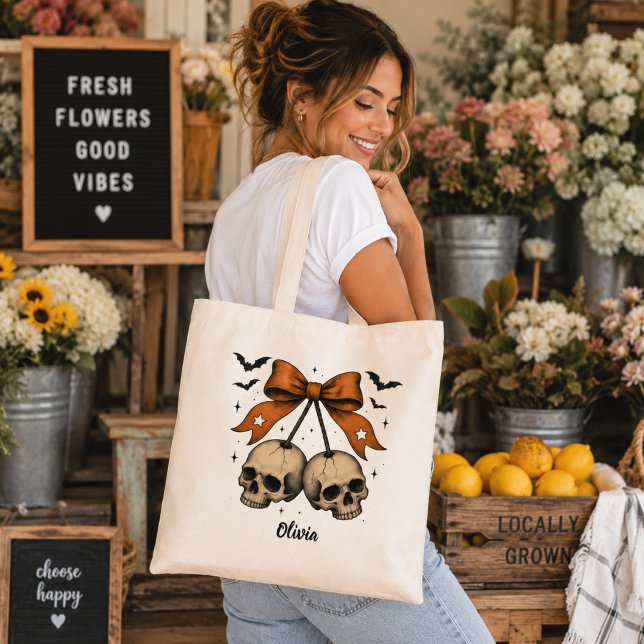 Bolsa Tote Personalizada Coquette Crânio Laço (Criador carregado)