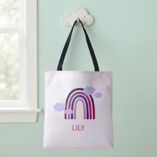 Bolsa Tote Personalizada de Arco-íris e Nuvens par