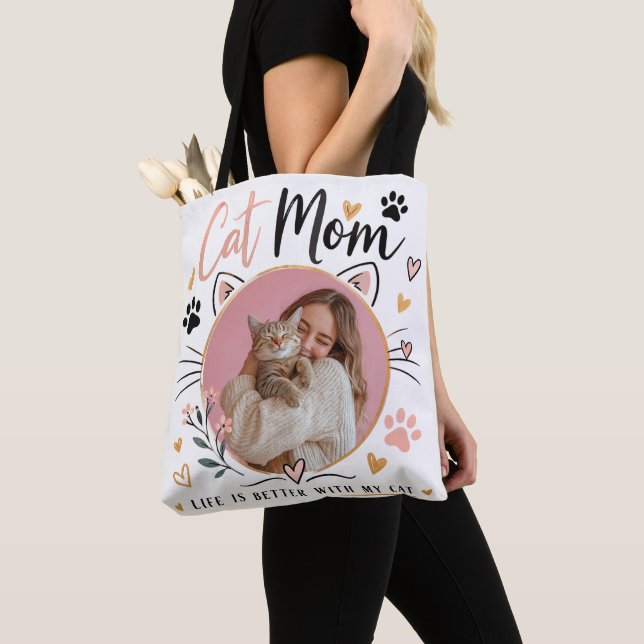 Bolsa Tote Personalizada de Gata Mãe com Foto (Close Up)