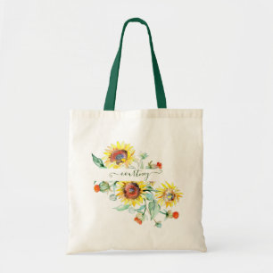 Bolsa tote personalizada de girassóis em aquarela
