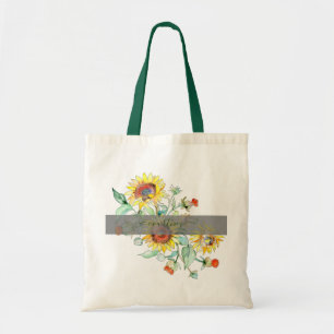 Bolsa tote personalizada de girassóis em aquarela
