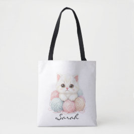 Bolsa Tote Personalizada de Tricô de Gatinho