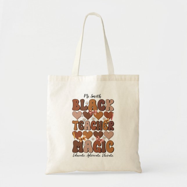 Bolsa Tote Personalizada Magia de Professora Negra (Frente)