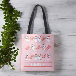 Bolsa Tote Personalizada Nome Fofo Cachorro Para A