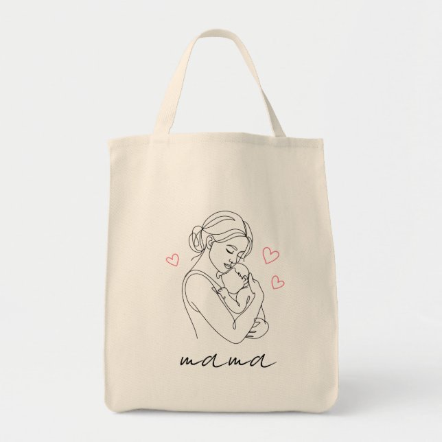 Bolsa Tote Personalizada para Mãe, Presente para M (Frente)