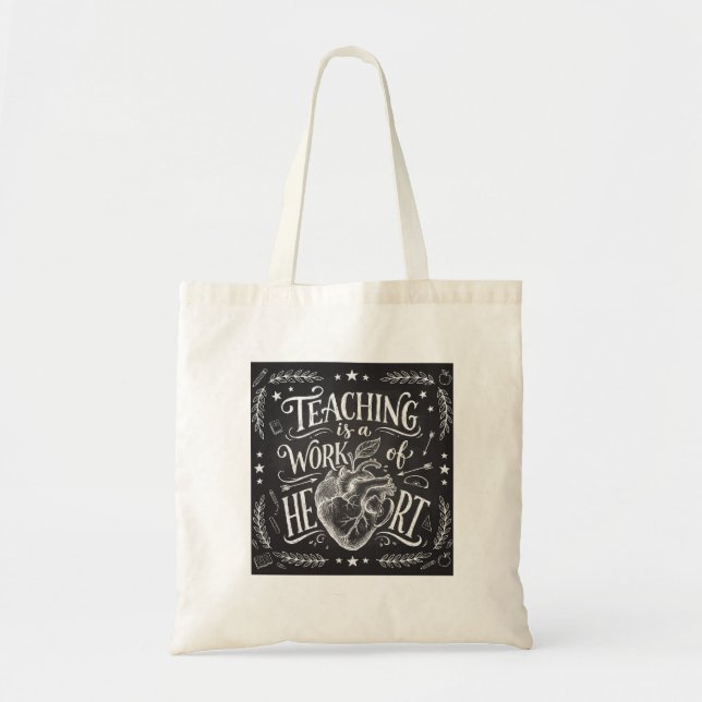 Bolsa Tote Personalizada para Professor Coração Qu (Frente)