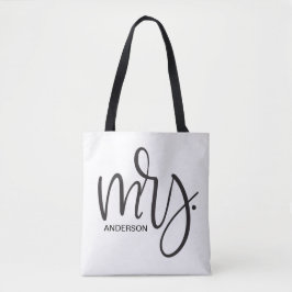 Bolsa Tote Personalizada "Sra." - elegante roteiro preto,