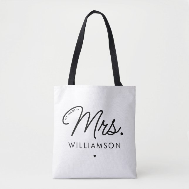 Bolsa Tote Personalizada Sra. Est. Script Elegante Moderno Re (Frente)