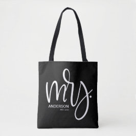 Bolsa Tote Personalizada Sra. ESTABLISHED - branca a preto